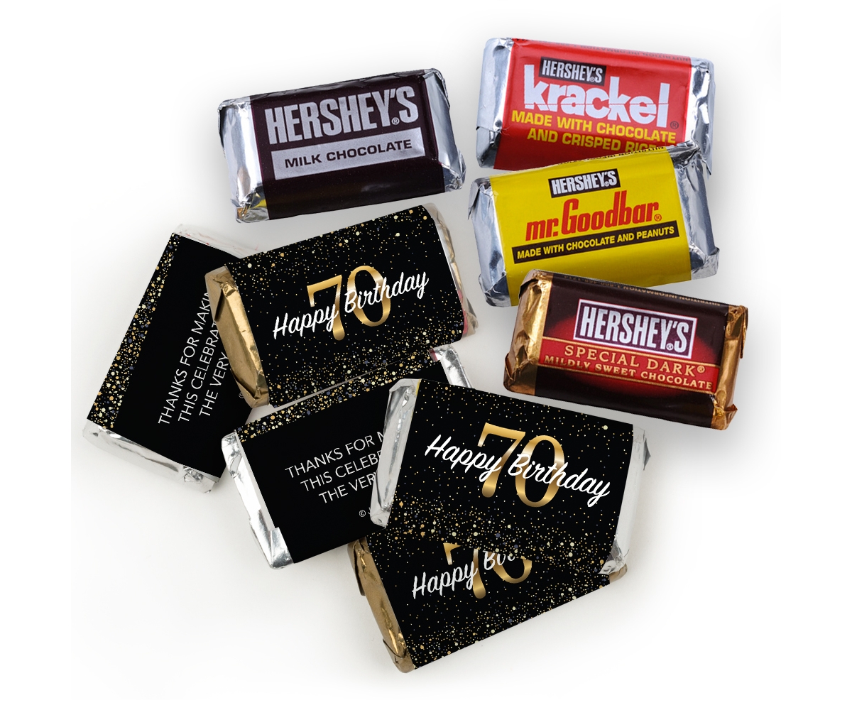105 pcs 70th Birthday Party Candy Hershey's Chocolate Mix (1.75 lb) - Assorted Pre-Pack