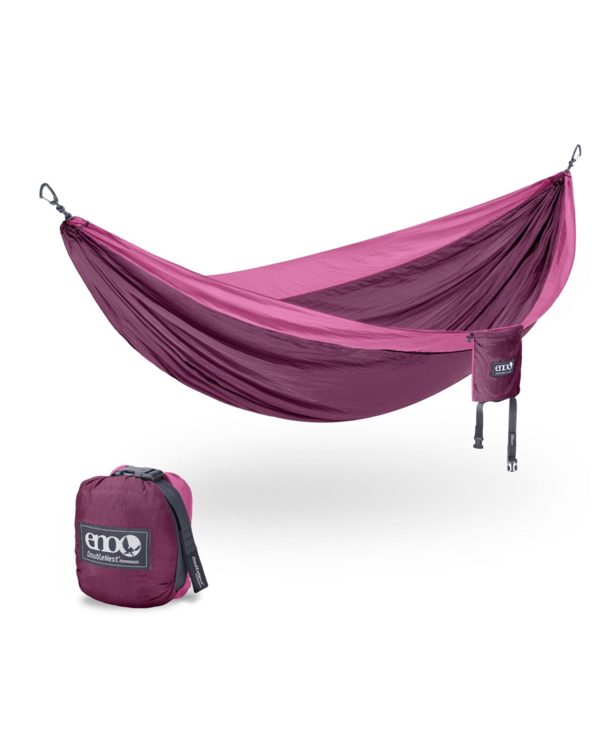 DoubleNest Hammock - Lightweight, Portable, 1 to 2 Person Hammock - For Camping, Hiking, Backpacking, Travel, a Festival, or the Beach - Plum/Berr