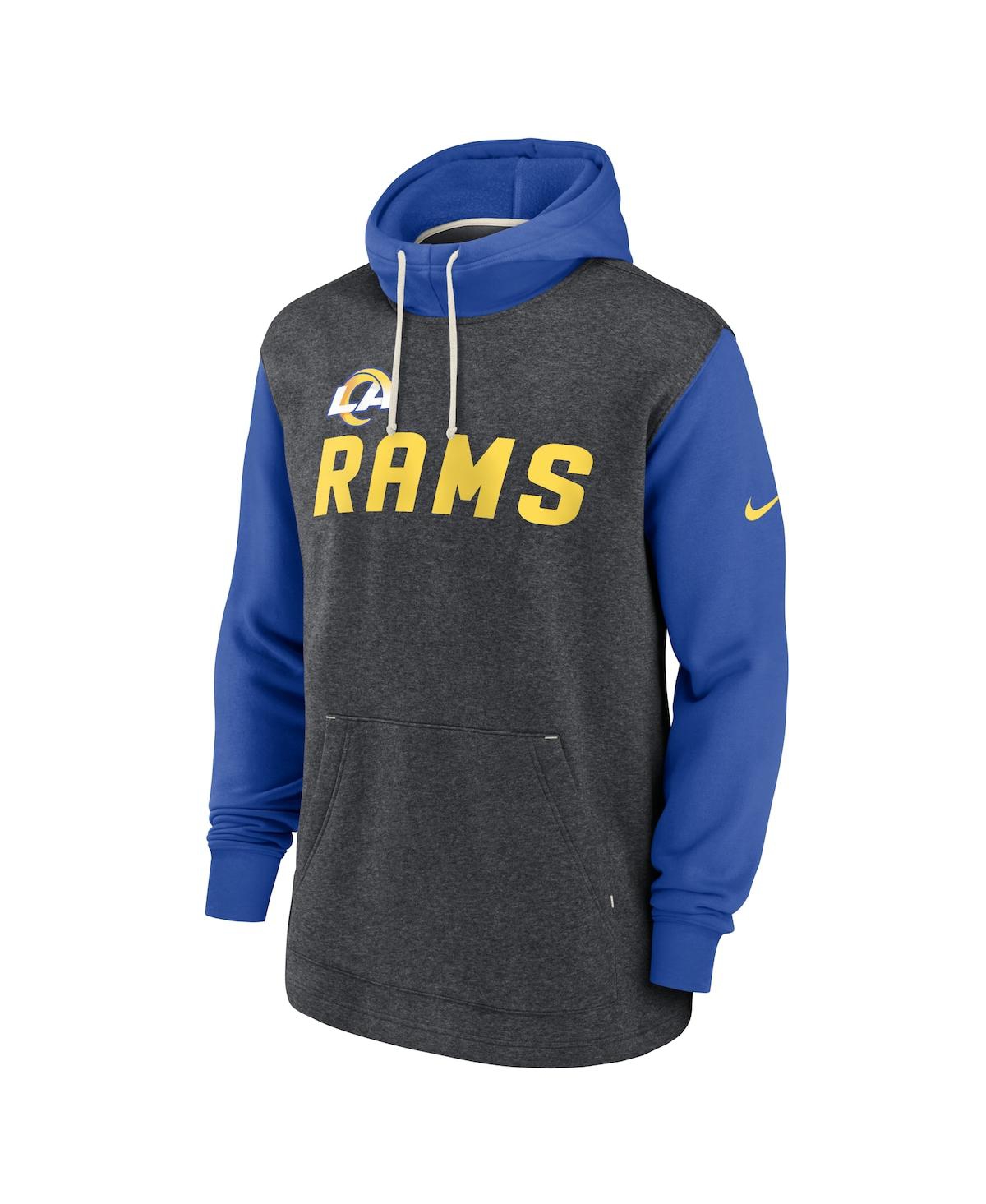 Nike Men's  Heathered Charcoal, Royal Los Angeles Rams Surrey Legacy Pullover Hoodie In Heathered Charcoal,royal