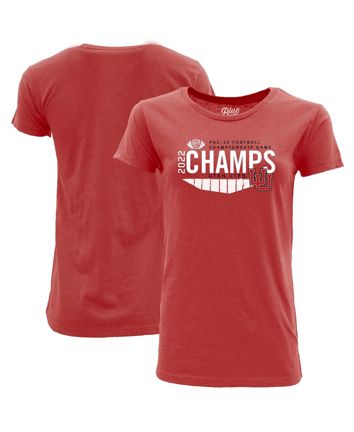 Women's Blue 84 Red Utah Utes 2022 Pac-12 Football Conference Champions Locker Room T-shirt - Red