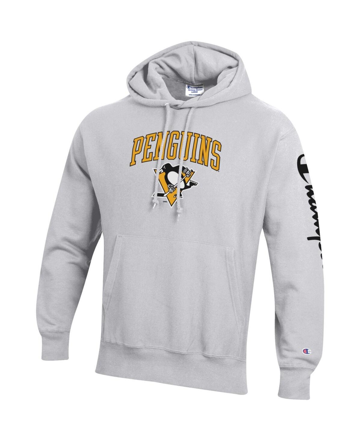 Shop Champion Men's  Heather Gray Pittsburgh Penguins Reverse Weave Pullover Hoodie