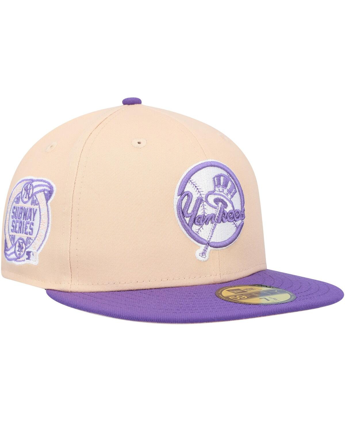 NEW ERA MEN'S NEW ERA PEACH, PURPLE NEW YORK YANKEES SUBWAY SERIES SIDE PATCH 59FIFTY FITTED HAT 