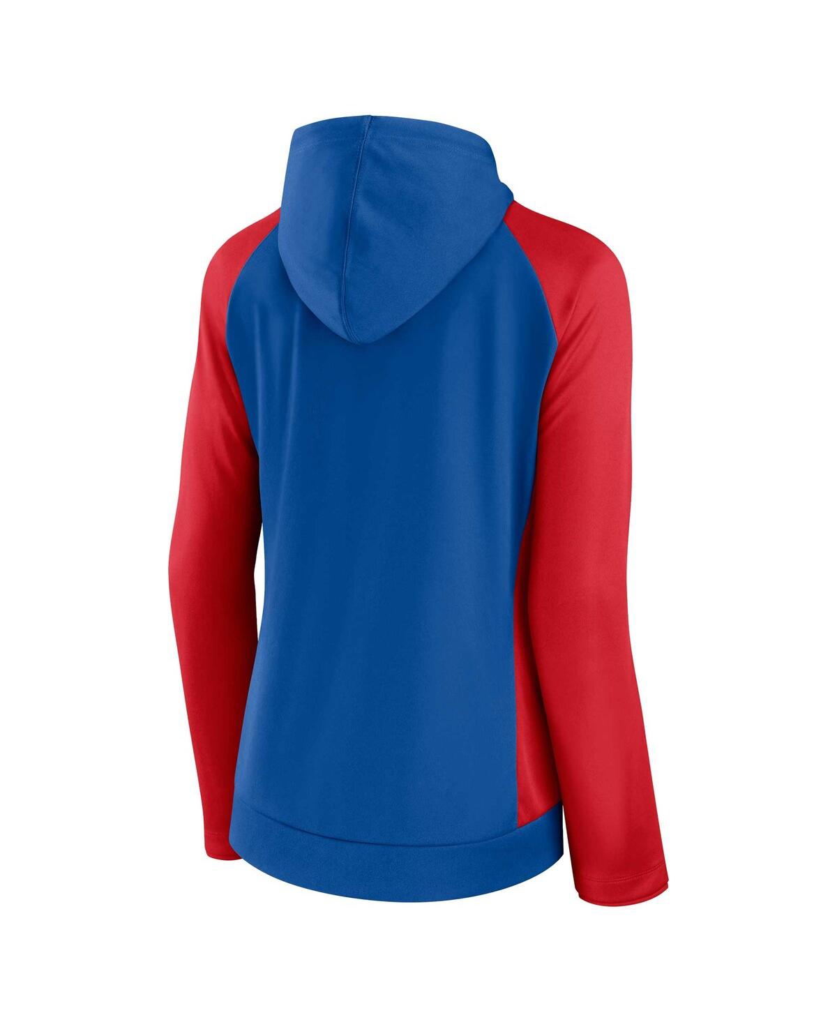 Shop Fanatics Women's  Royal, Red Chicago Cubs Iconic Raglan Full-zip Hoodie In Royal,red