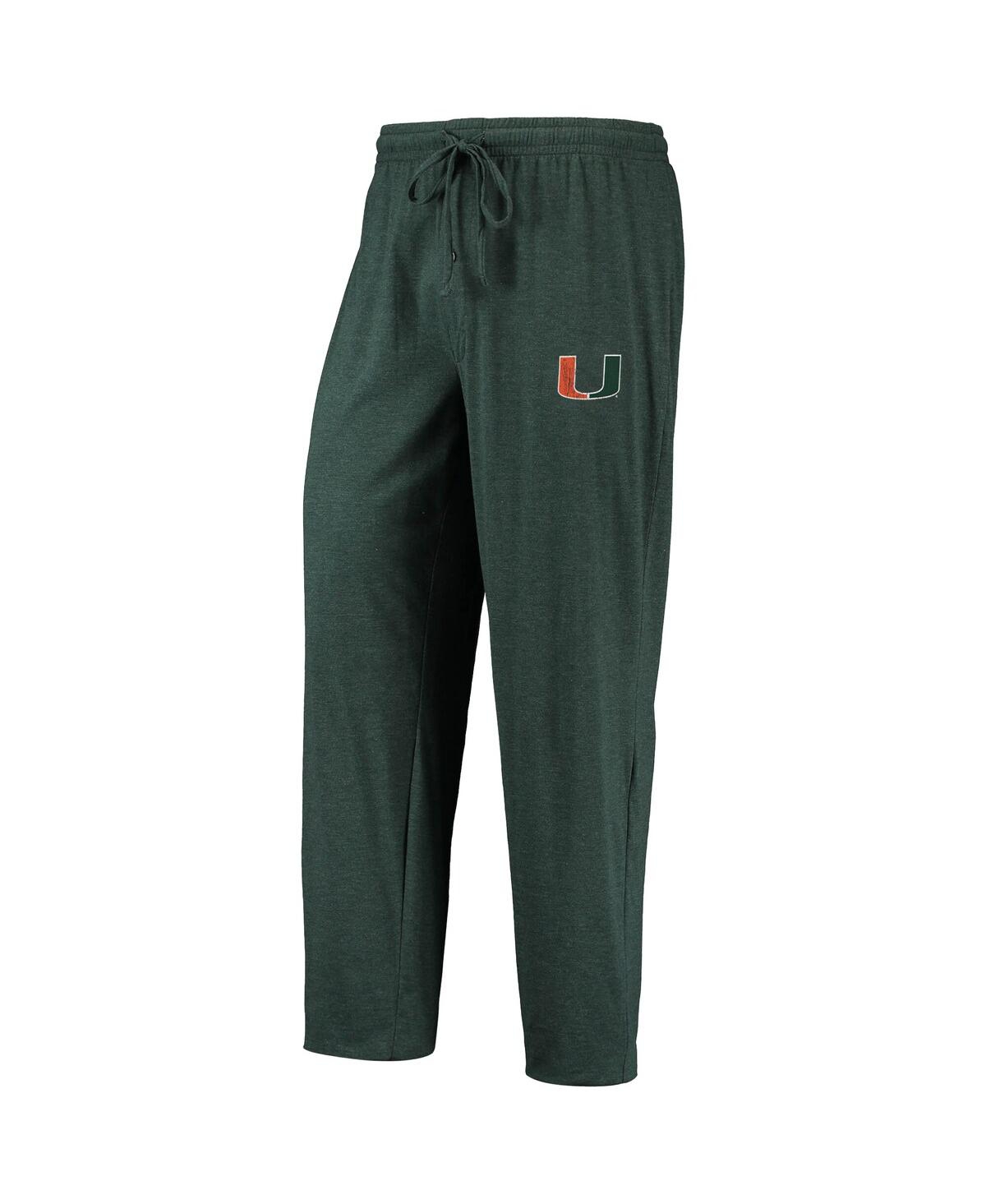 Men's Concepts Sportand Heathered Charcoal Miami Hurricanes Meter Long Sleeve T-shirt and Pants Sleep Set - Green, Heathered Charcoal