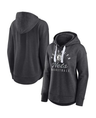 Women's Heather Charcoal Brooklyn Nets Iconic Distribution Pullover Hoodie