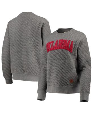 Women's Heather Charcoal Oklahoma Sooners Moose Quilted Pullover Sweatshirt