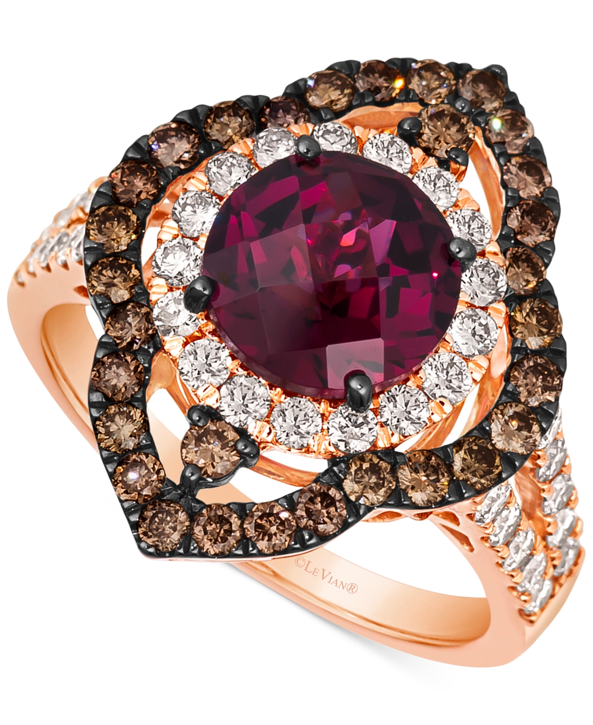 Le Vian Pomegranate Garnet (2-1/10 ct. t.w.) & Diamond (1-1/4 ct. t.w.) Statement Ring in 14k Rose Gold
