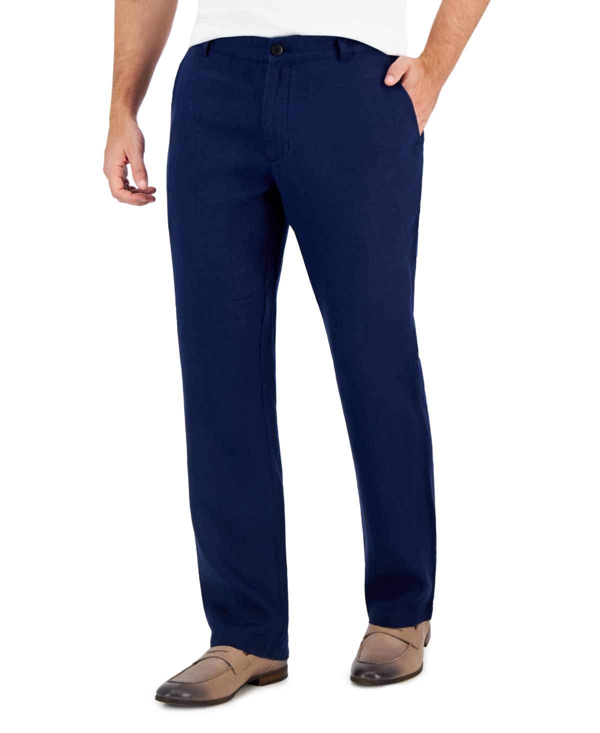 Club Room Men's 100% Linen Pants, Created For Macy's In Navy Blue
