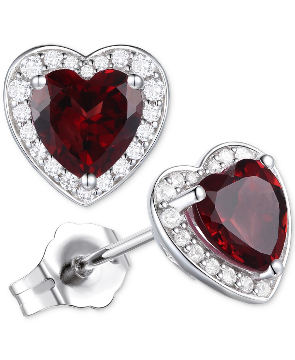 3-Pc. Set Amethyst (3-1/3 ct. t.w.) & Lab-Grown White Sapphire (3/4 ct. t.w.) Heart Pendant Necklace, Ring, & Stud Earrings in Sterling Silver (Also i