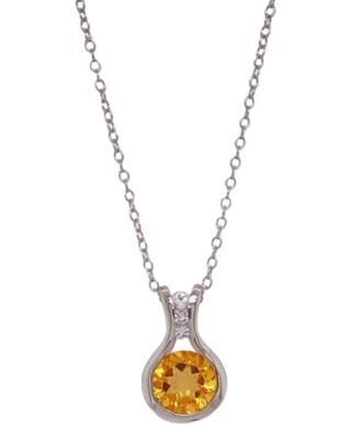 Macy's - Citrine (1 ct. t.w.) & White Topaz (1/5 ct. t.w.) Tension 18" Pendant Necklace in Sterling Silver (Also in Peridot, London Blue Topaz, & Garnet)