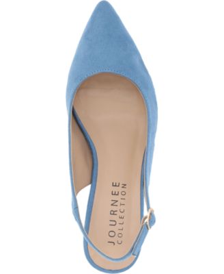 Journee Womens Sylvia Medium and Wide Width Sling Back Covered Block Heel Pumps