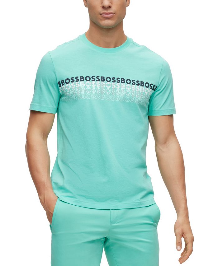 Hugo Boss Men's Crew-Neck Cotton Multi-Colored Logos T-shirt - Macy's