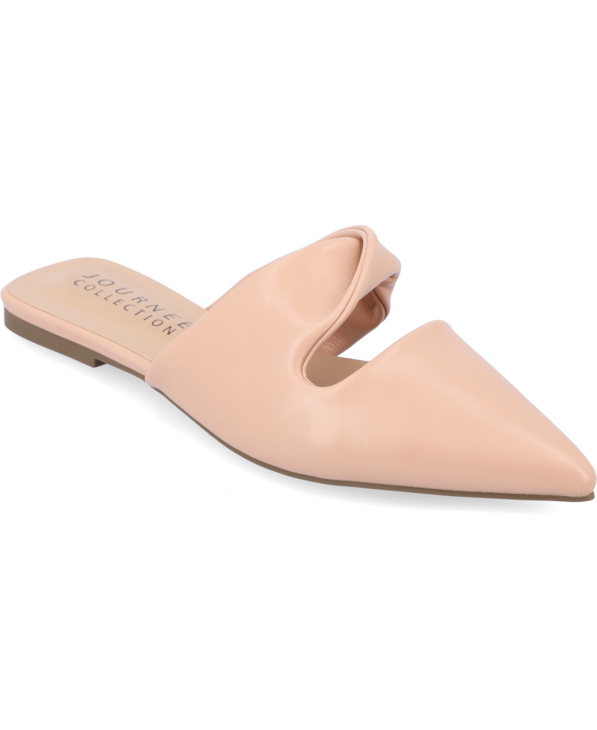 Shop Journee Collection Women's Enniss Twist Pointed Toe Flats In Blush