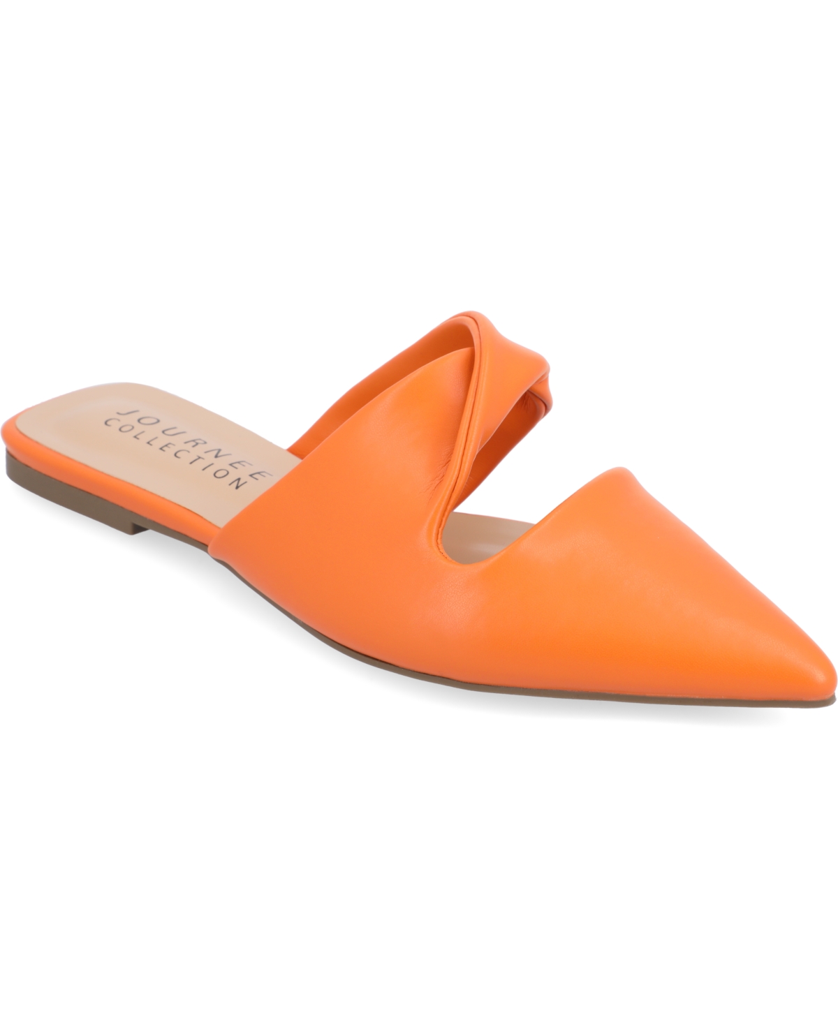 Journee Collection Women's Enniss Twist Pointed Toe Flats In Orange