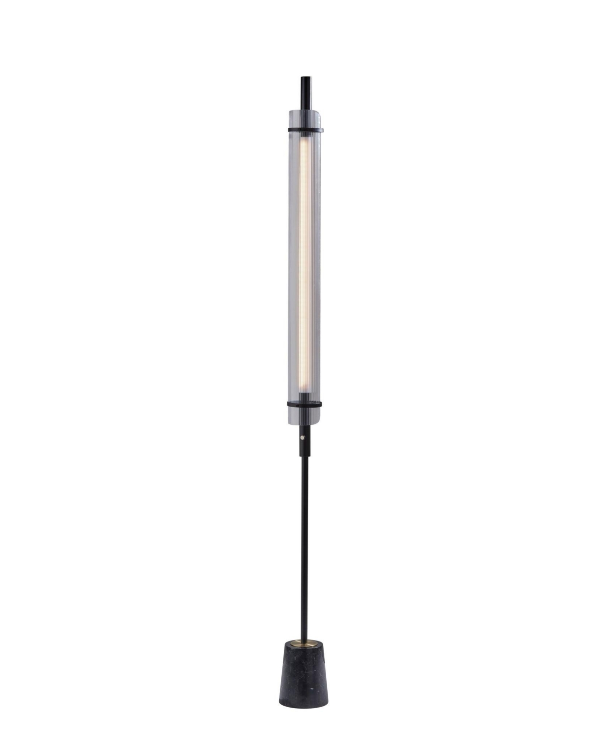 Adesso Flair Led Floor Lamp In Black With Antique-like Brass Accents