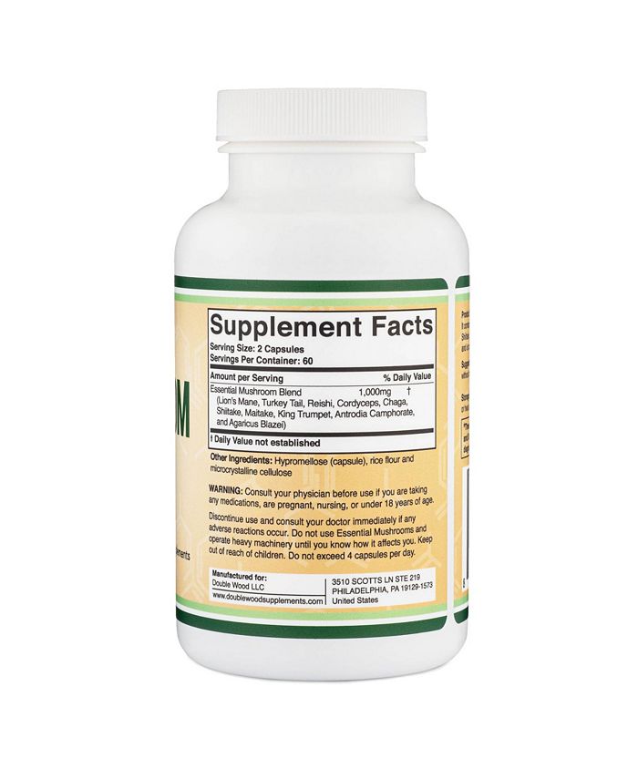 Double Wood Supplements Mushroom Max 120 capsules, 1000 mg servings