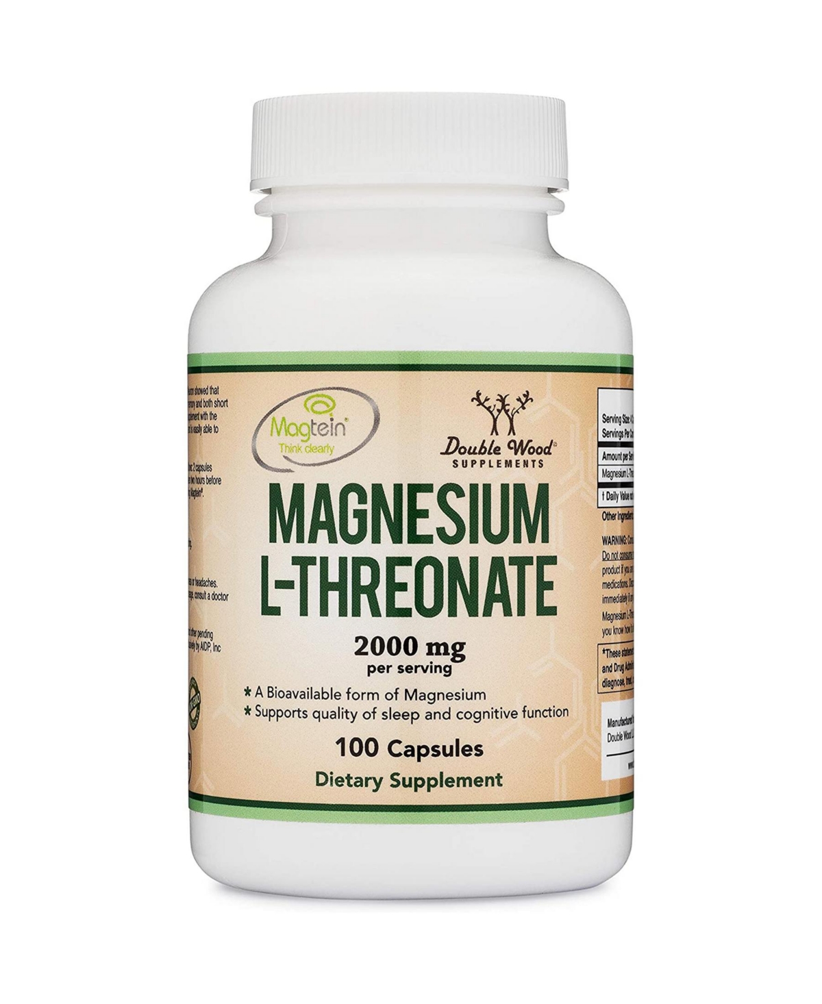Magnesium Threonate - 100 capsules, 2000 mg servings