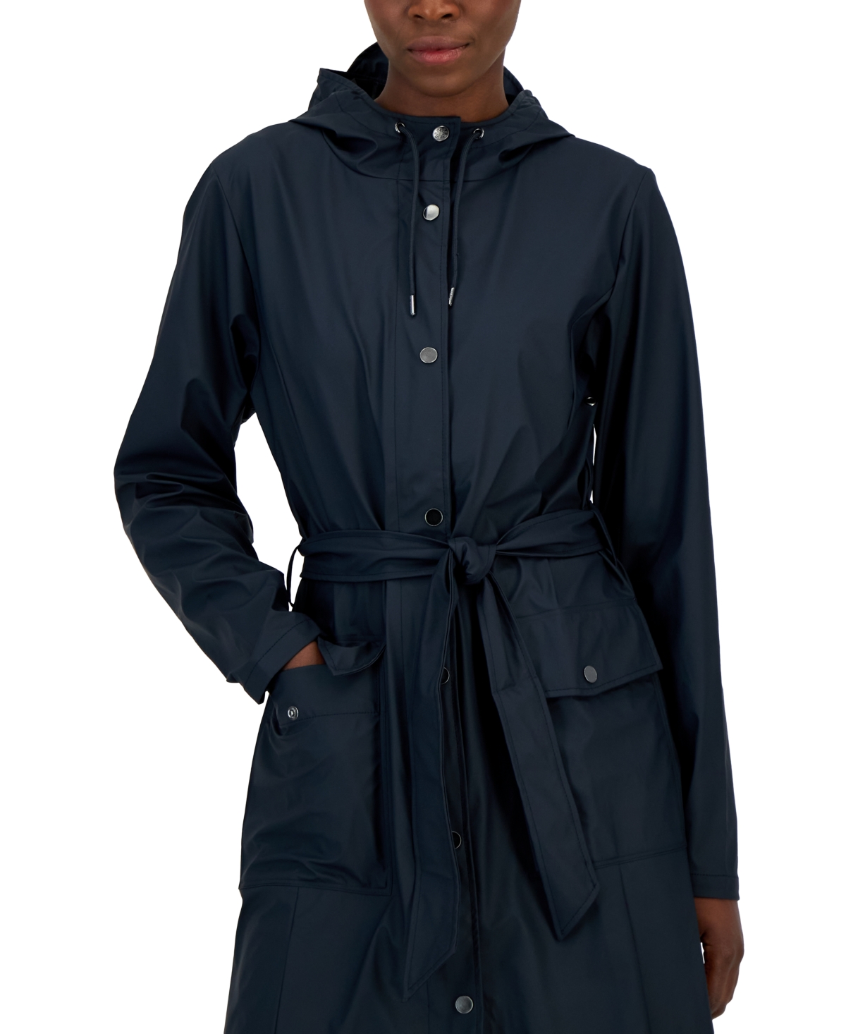 Rains Women's Curve Hooded Belted Waterproof Raincoat