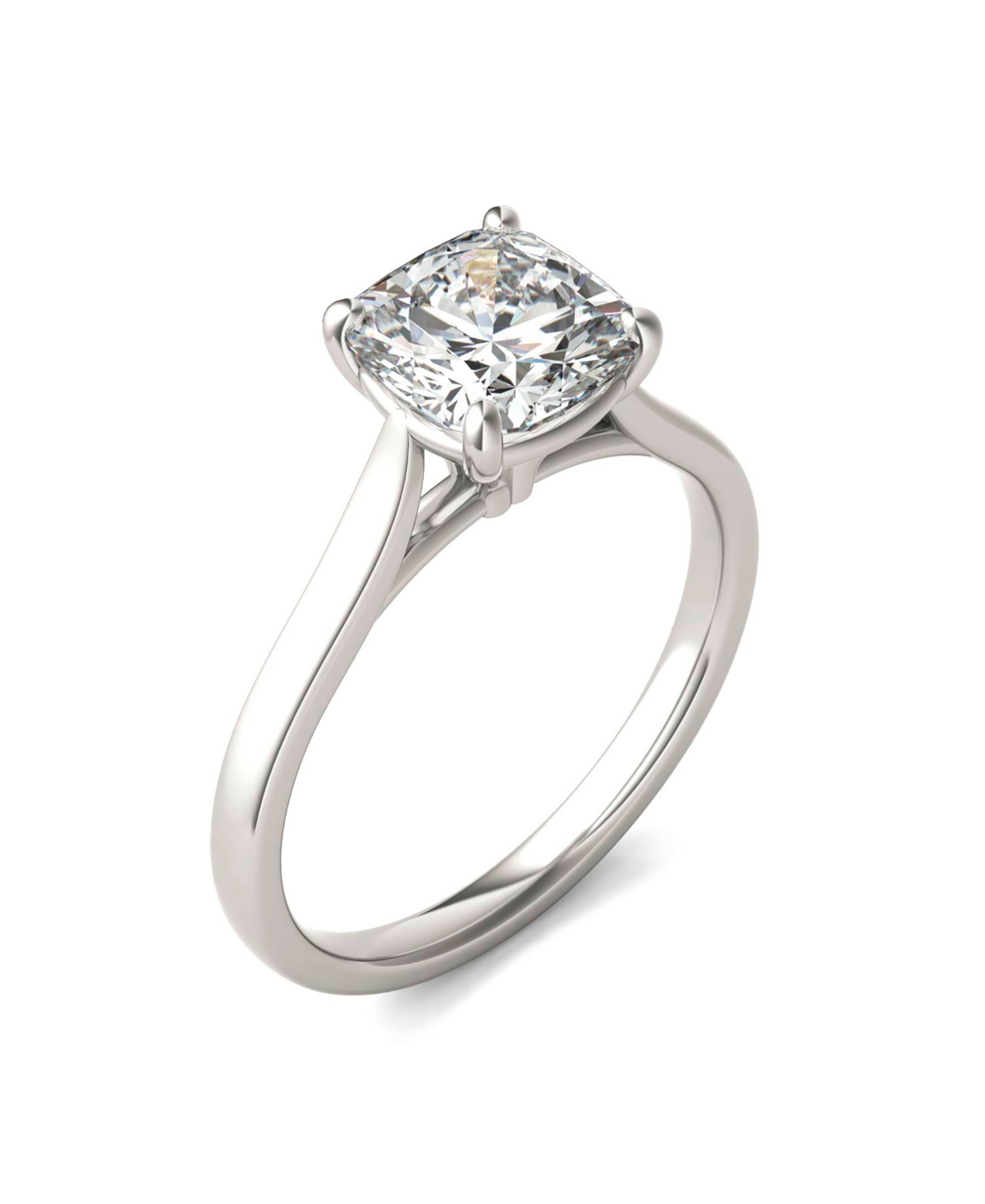Charles & Colvard Moissanite Cushion Cut Solitaire Ring (2 Ct. T.w. Diamond Equivalent) In 14k White Or Yellow Gold In White Gold