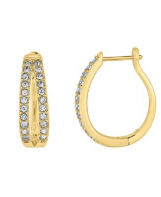 Gold Plated Crystal Stone Hinged Hoop Earrings