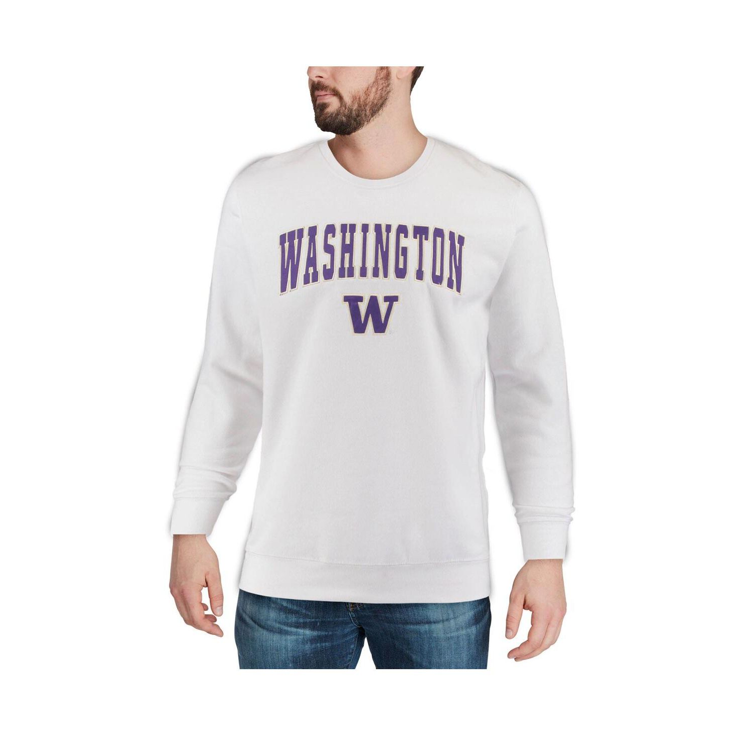 Men's Washington Huskies Arch & Logo Crew Neck Sweatshirt