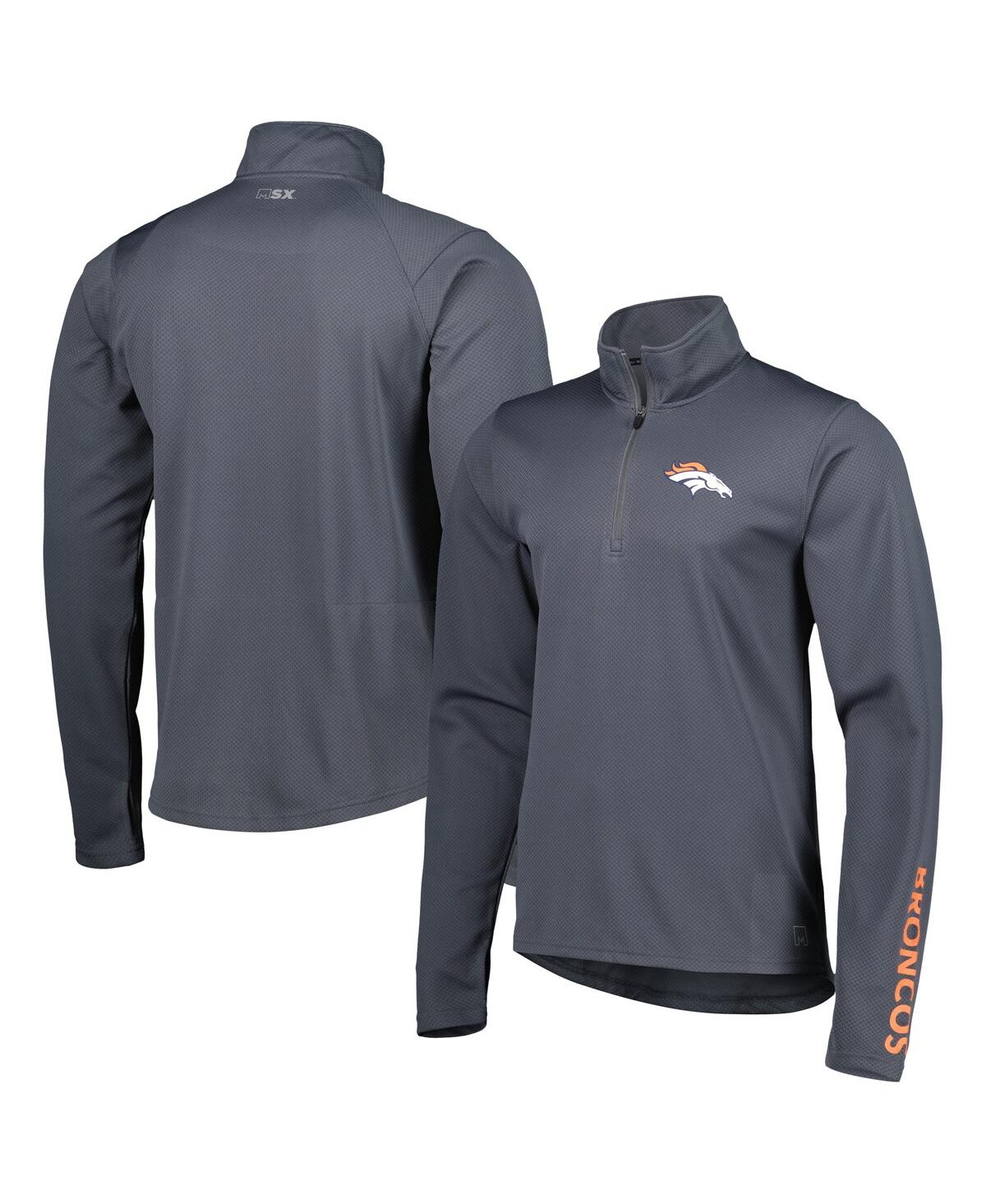 Shop Msx By Michael Strahan Men's  Charcoal Denver Broncos Half-zip Hoodie