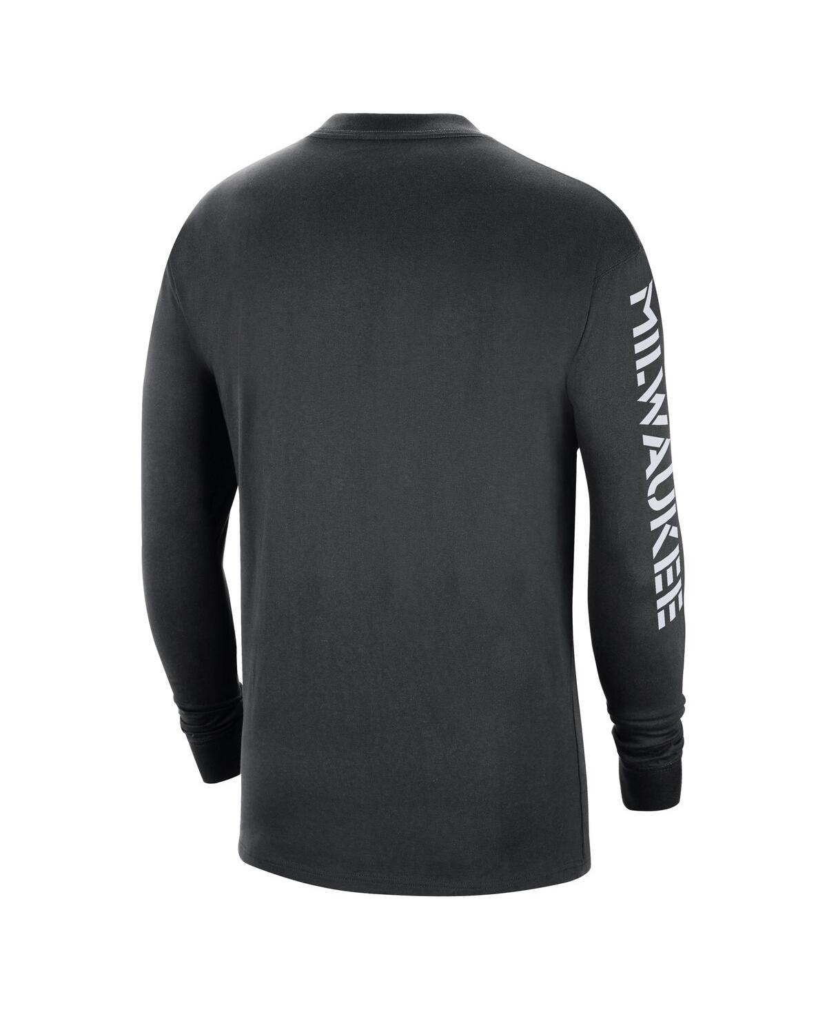 Jordan Men's  Black Milwaukee Bucks Courtside Max 90 Vintage-like Wash Statement Edition Long Sleeve In Black