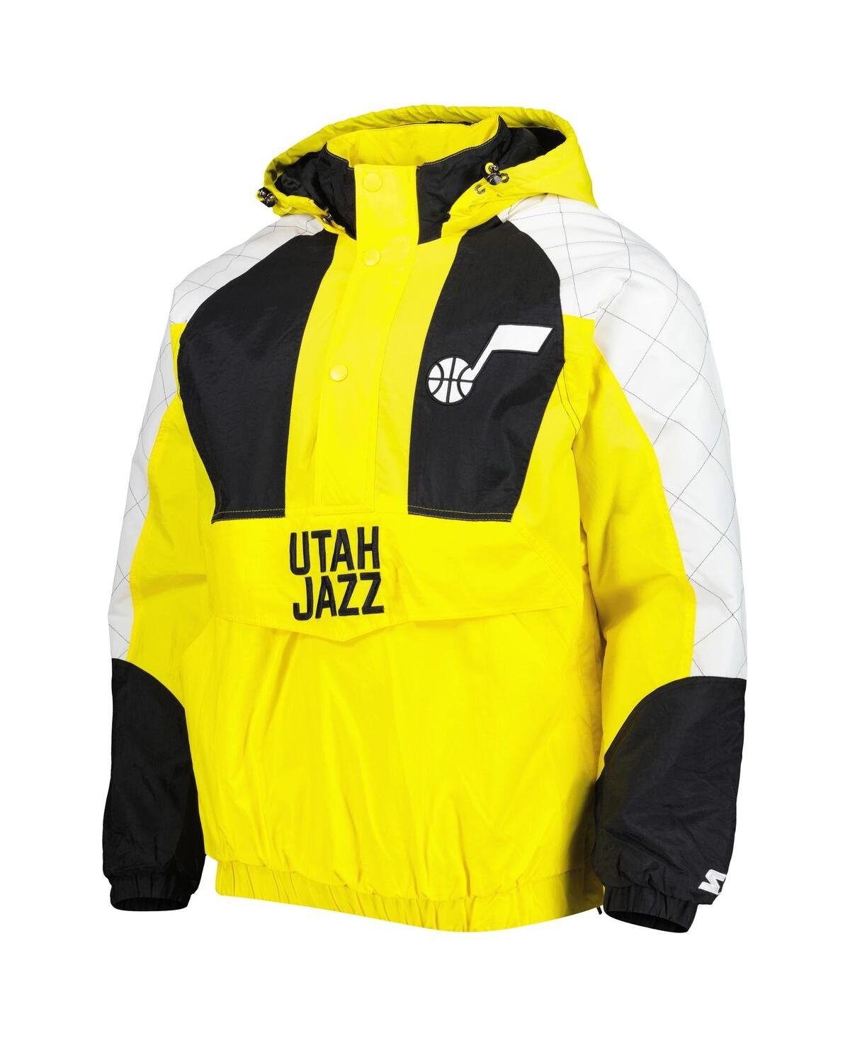 Shop Starter Men's  Gold Utah Jazz Body Check Raglan Hoodie Half-zip Jacket