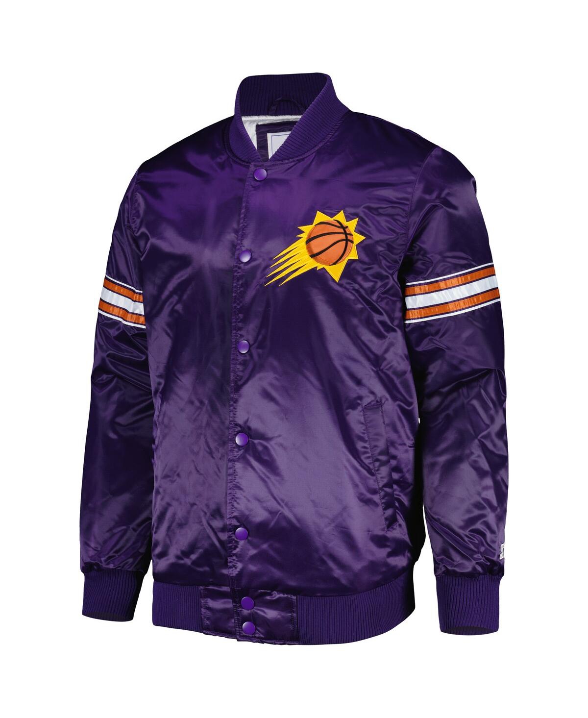 Starter Men's  Purple Phoenix Suns Pick And Roll Satin Full-snap Varsity Jacket In Purple