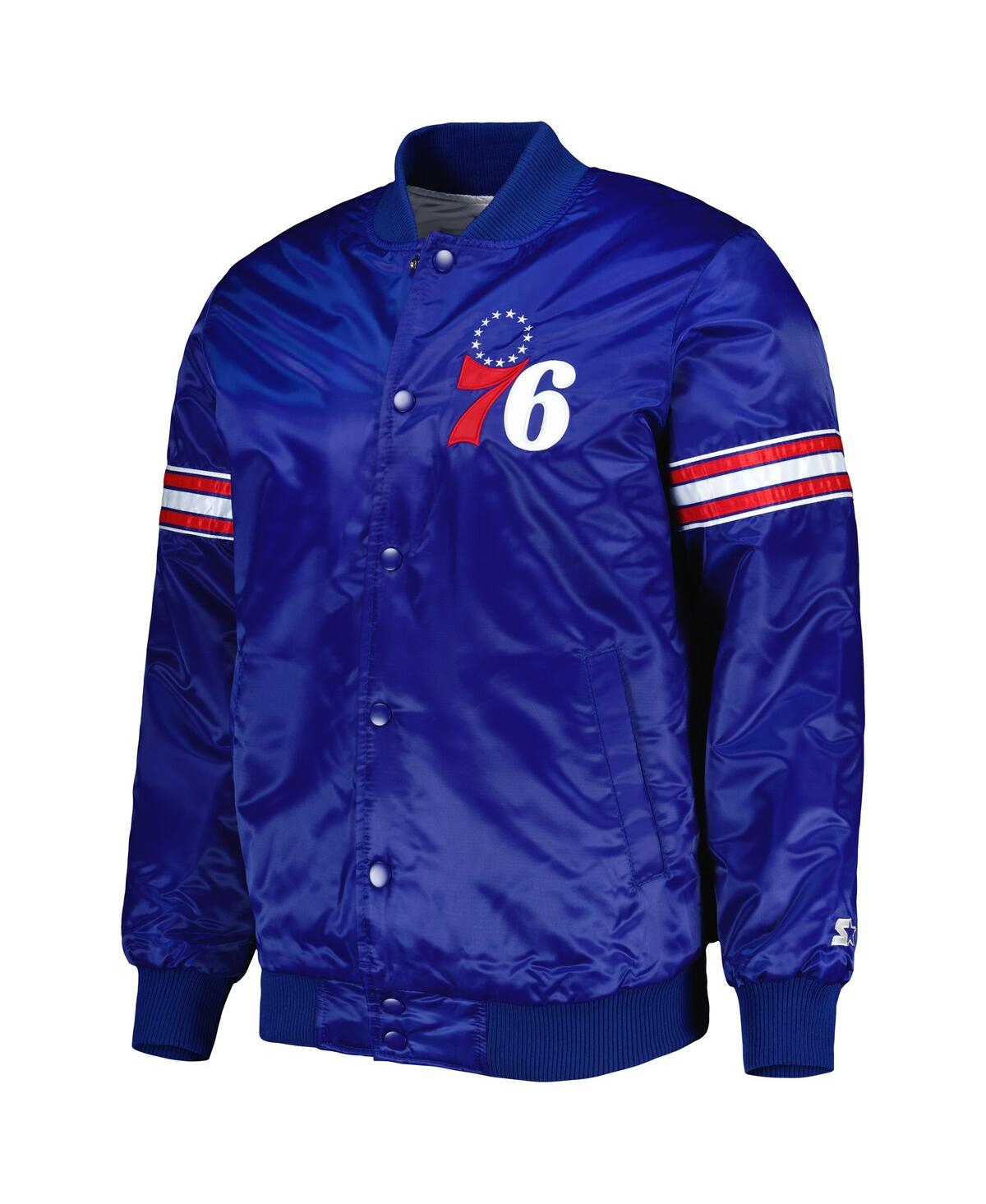 Starter Men's  Royal Philadelphia 76ers Pick And Roll Satin Full-snap Varsity Jacket In Royal