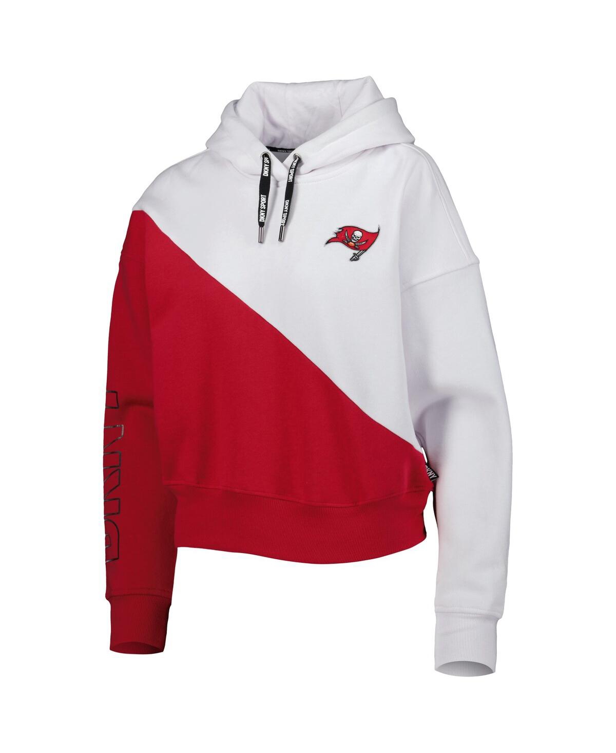 Shop Dkny Women's  Sport White, Red Tampa Bay Buccaneers Bobbi Color Blocked Pullover Hoodie In White,red