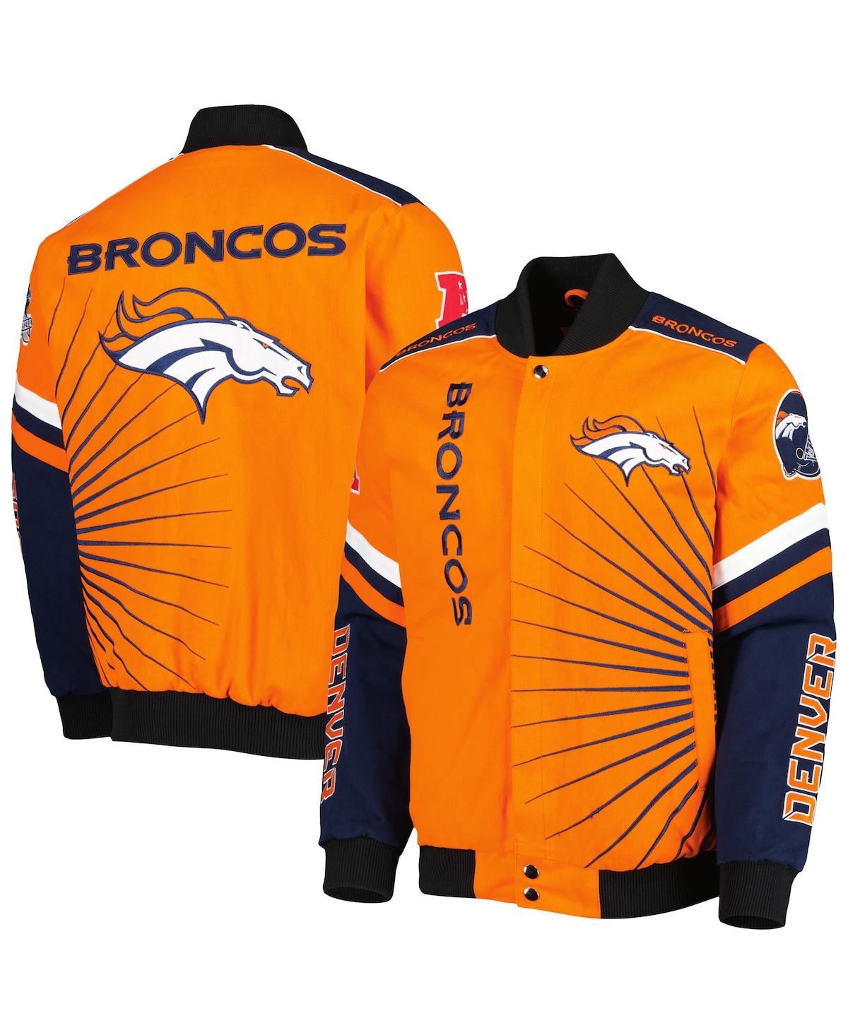 Shop G-iii Sports By Carl Banks Men's  Orange Denver Broncos Extreme Redzone Full-snap Varsity Jacket