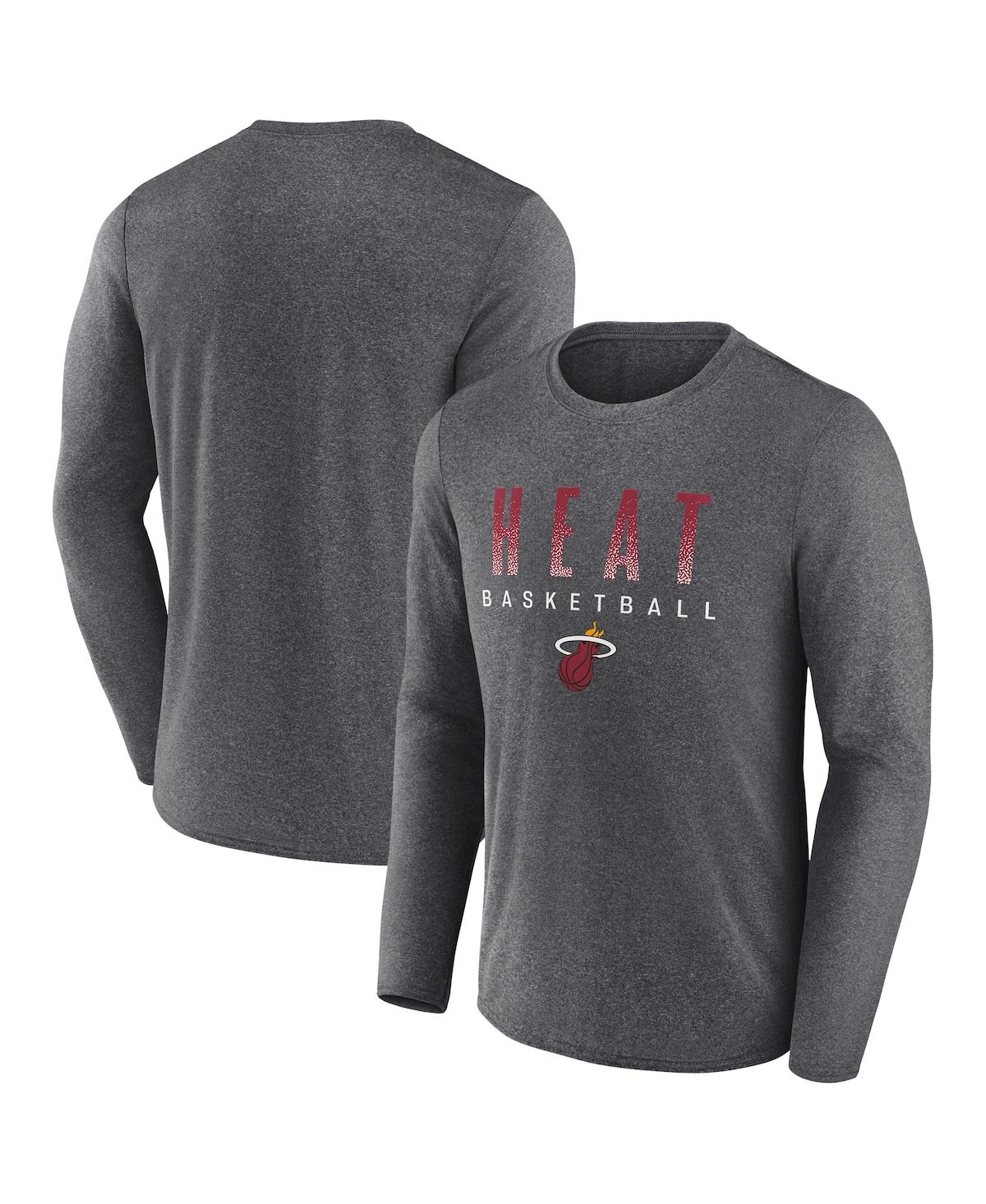 Men's FanaticsMiami Heat Where Legends Play Iconic Practice Long Sleeve T-shirt - Heathered Charcoal
