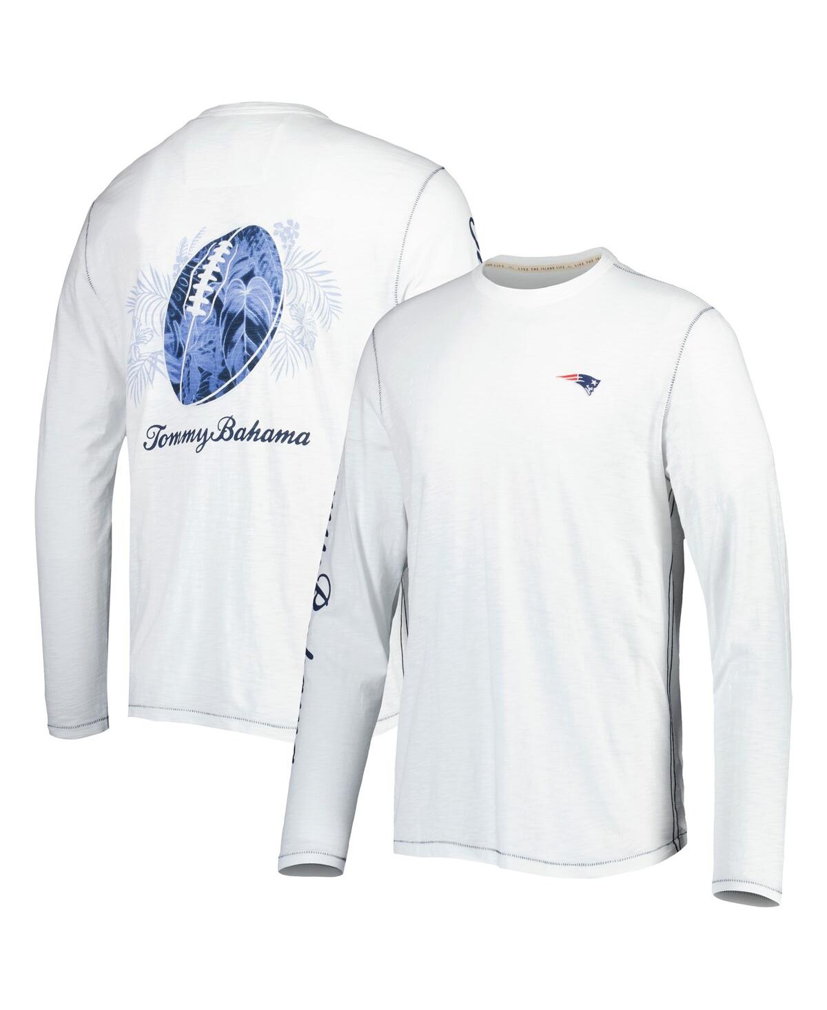 Tommy Bahama Men's  White New England Patriots Laces Out Billboard Long Sleeve T-shirt