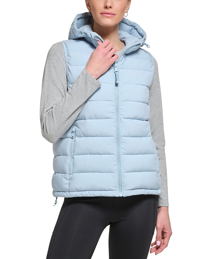 Calvin Klein Hooded Quilted Zip-Front Vest - Macy's