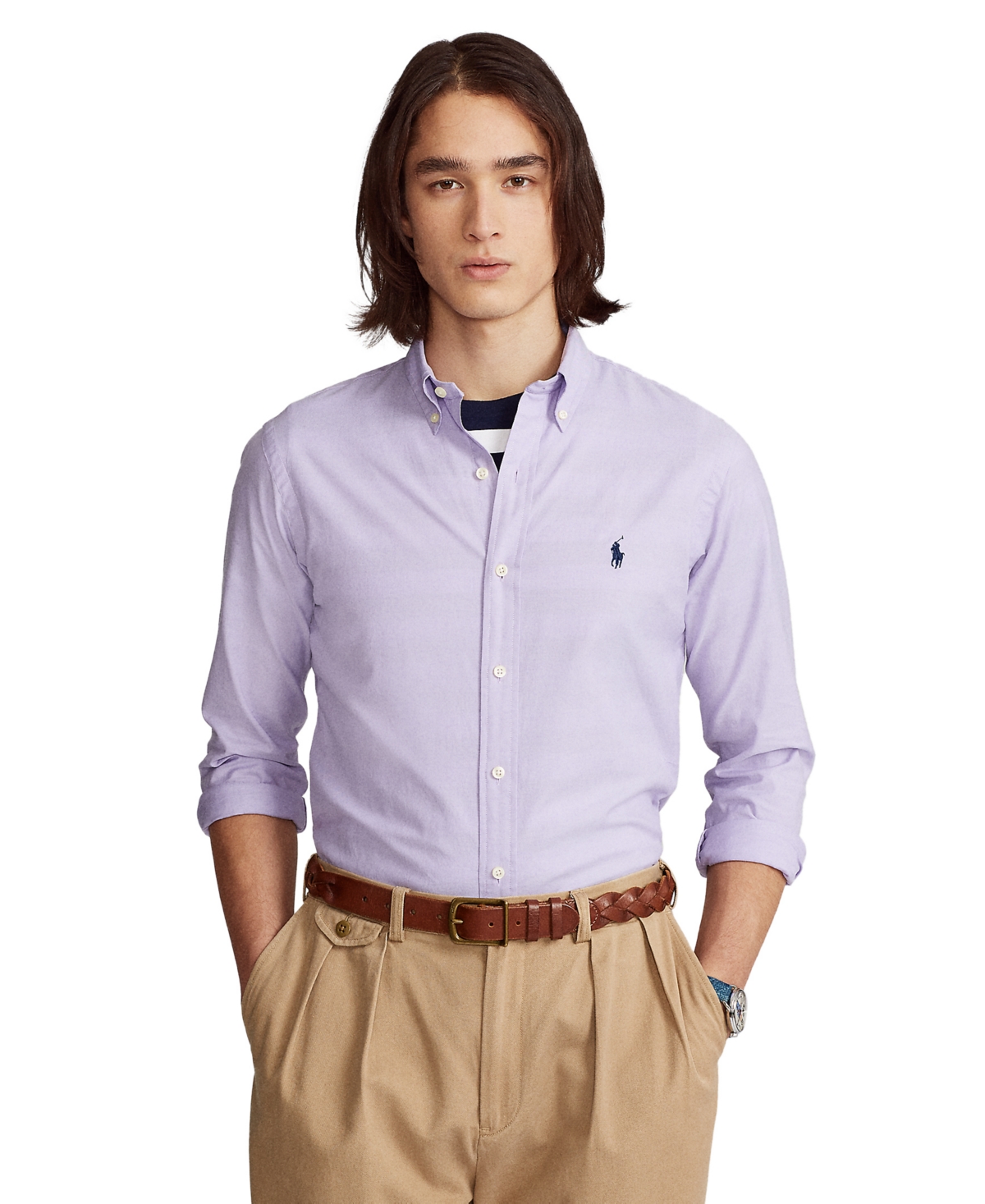 Polo Ralph Lauren Men's Classic-fit Stretch Oxford Shirt In Purple