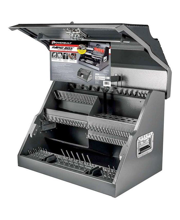 Powerbuilt 26 inch Rapid Box Slant Front Toolbox with Tool Magnets - Gray - 240102