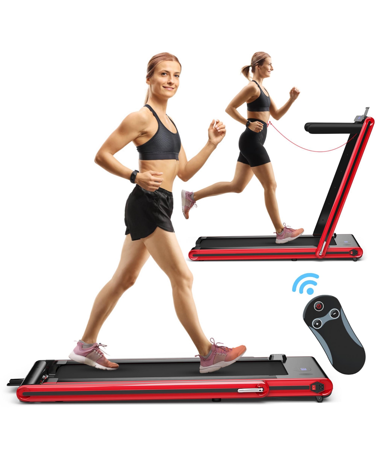 2-in-1 Folding Treadmill 2.25HP Jogging Machine w/ Dual Led Display - Navy