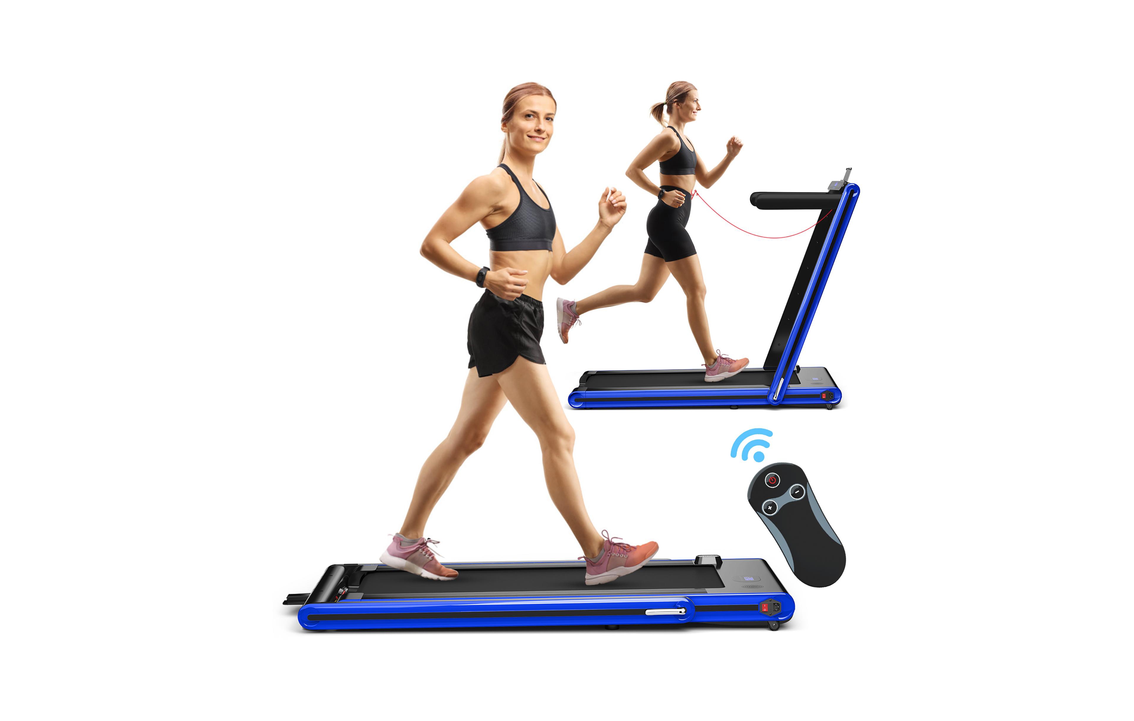 2-in-1 Folding Treadmill 2.25HP Jogging Machine w/ Dual Led Display