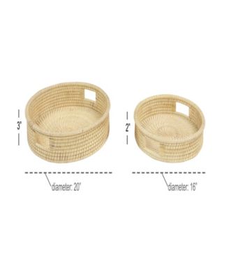 Light Rattan Tray with Slot Handles, Set of 2, 20", 16" W