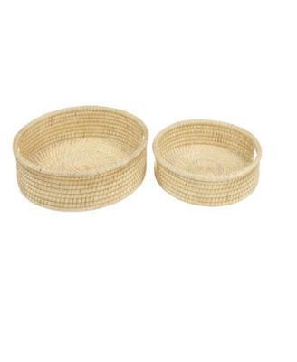 Light Rattan Tray with Slot Handles, Set of 2, 20", 16" W