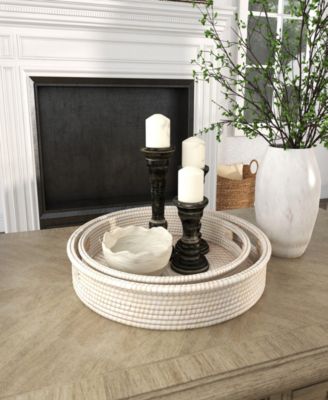 Light Rattan Tray with Slot Handles, Set of 2, 20", 16" W