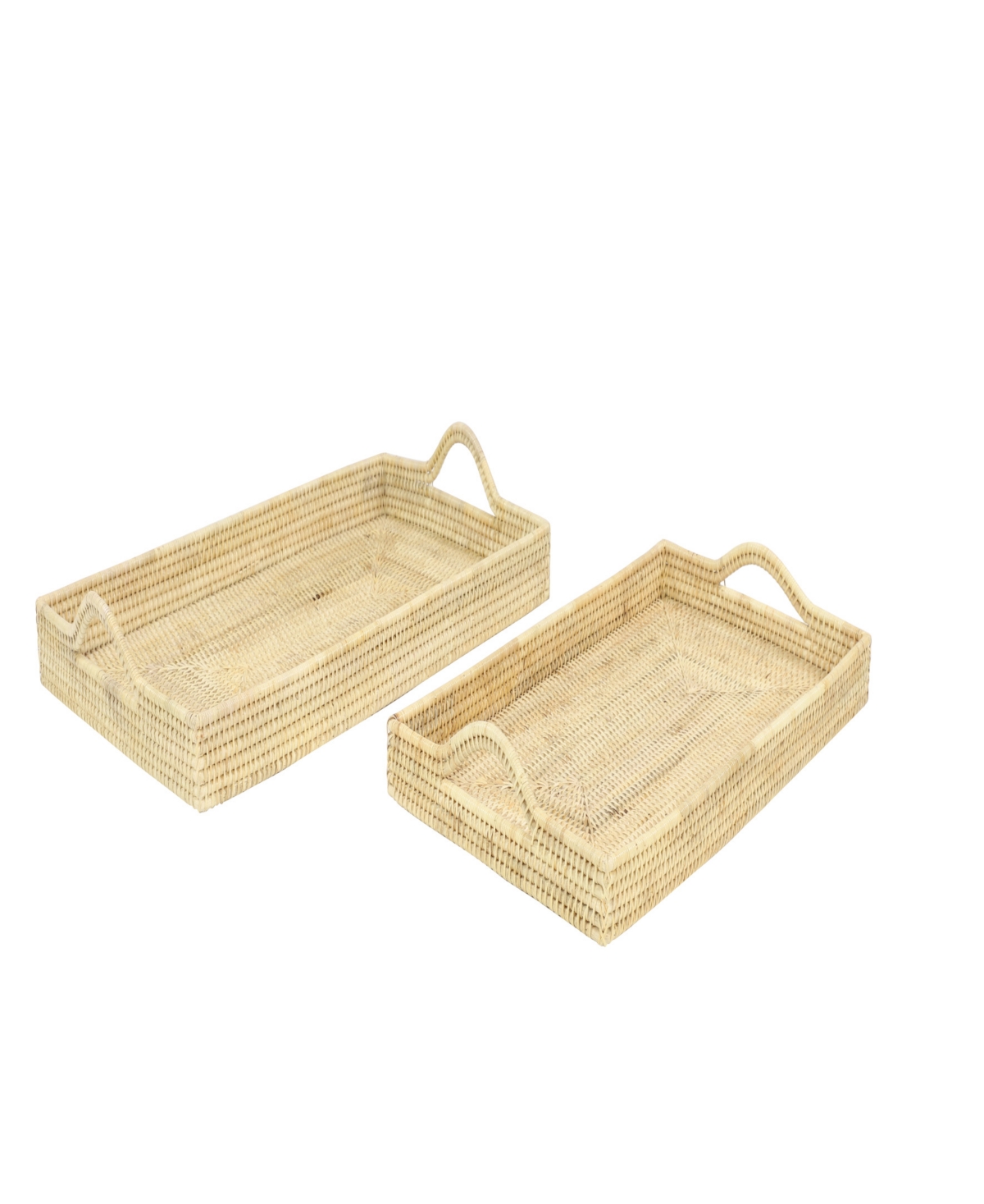Rosemary Lane Rattan Tray, Set Of 2, 26", 23" W In Light Brown