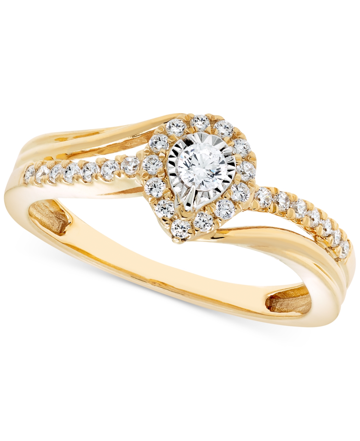 Macy's Diamond Halo Swirl Engagement Ring (1/4 Ct. T.w.) In 14k Gold In Yellow Gold