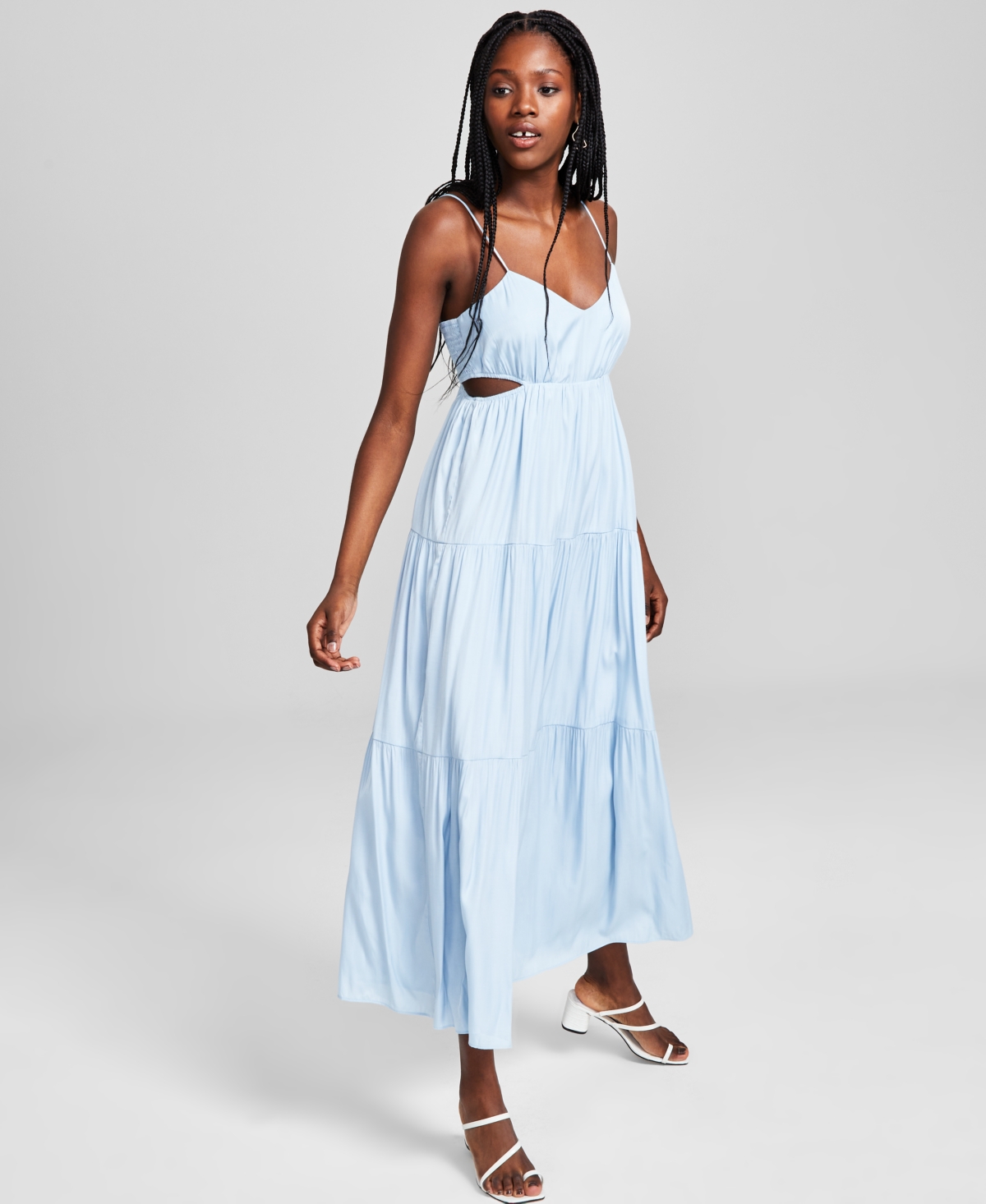And Now This Women's Side-cutout Tiered Maxi Dress In Blue