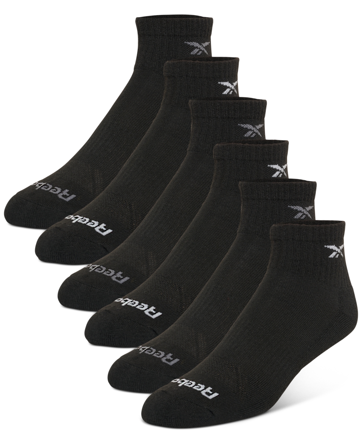 Reebok Men's 6-pk. 1/2 Terry Performance Quarter Socks In Black