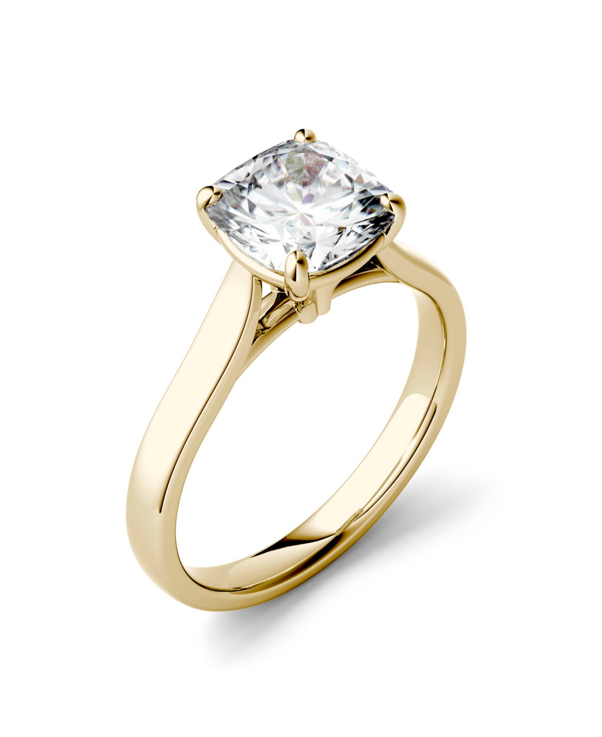 Moissanite Cushion Cut Solitaire Ring (2 ct. t.w. Diamond Equivalent) in 14k White or Yellow Gold - Gold