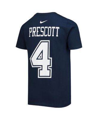 Youth Boys and Girls Dak Prescott Navy Dallas Cowboys Team Player Name and Number T-shirt