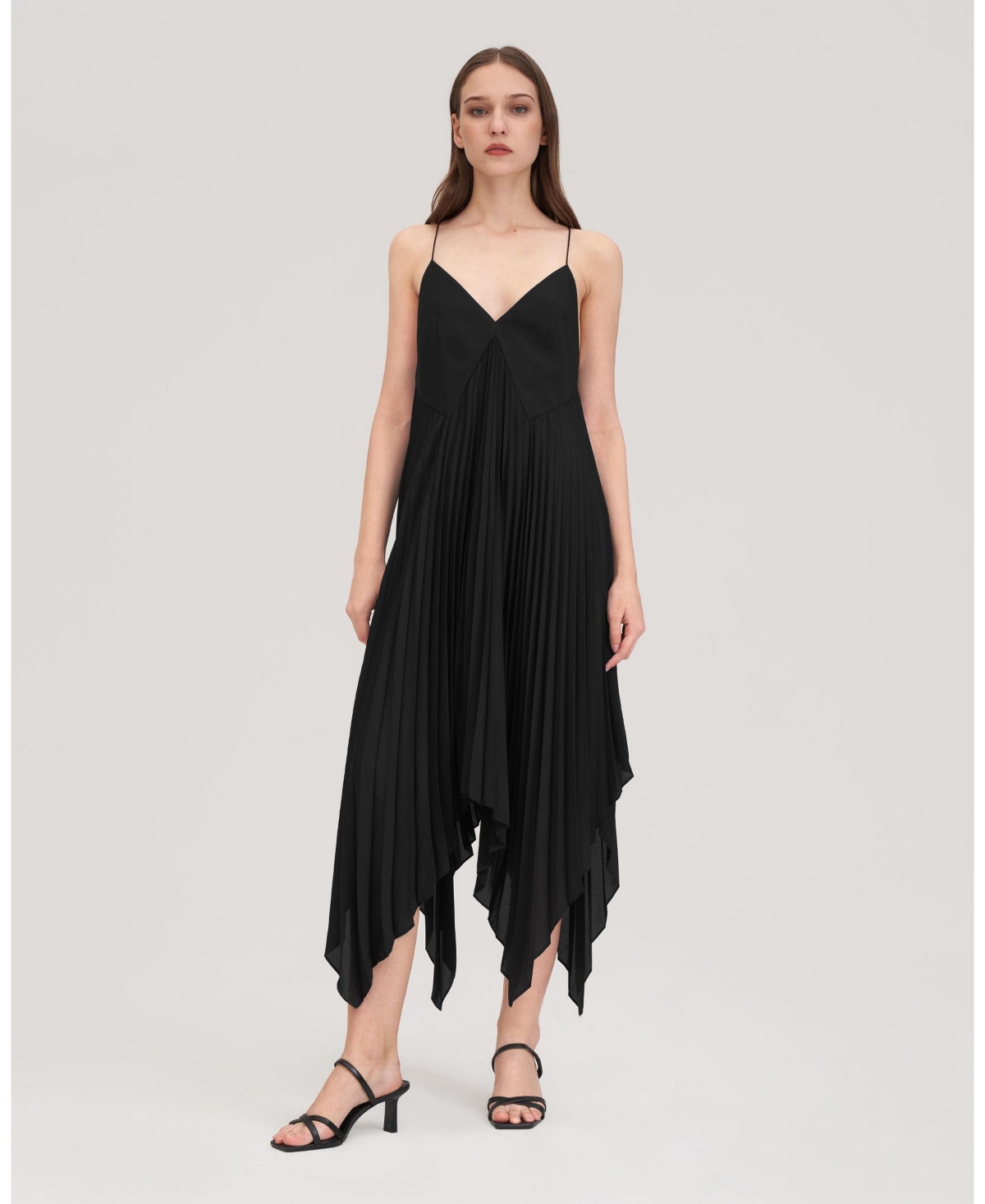 Lilysilk Pleated Silk Dress Daisy In Black