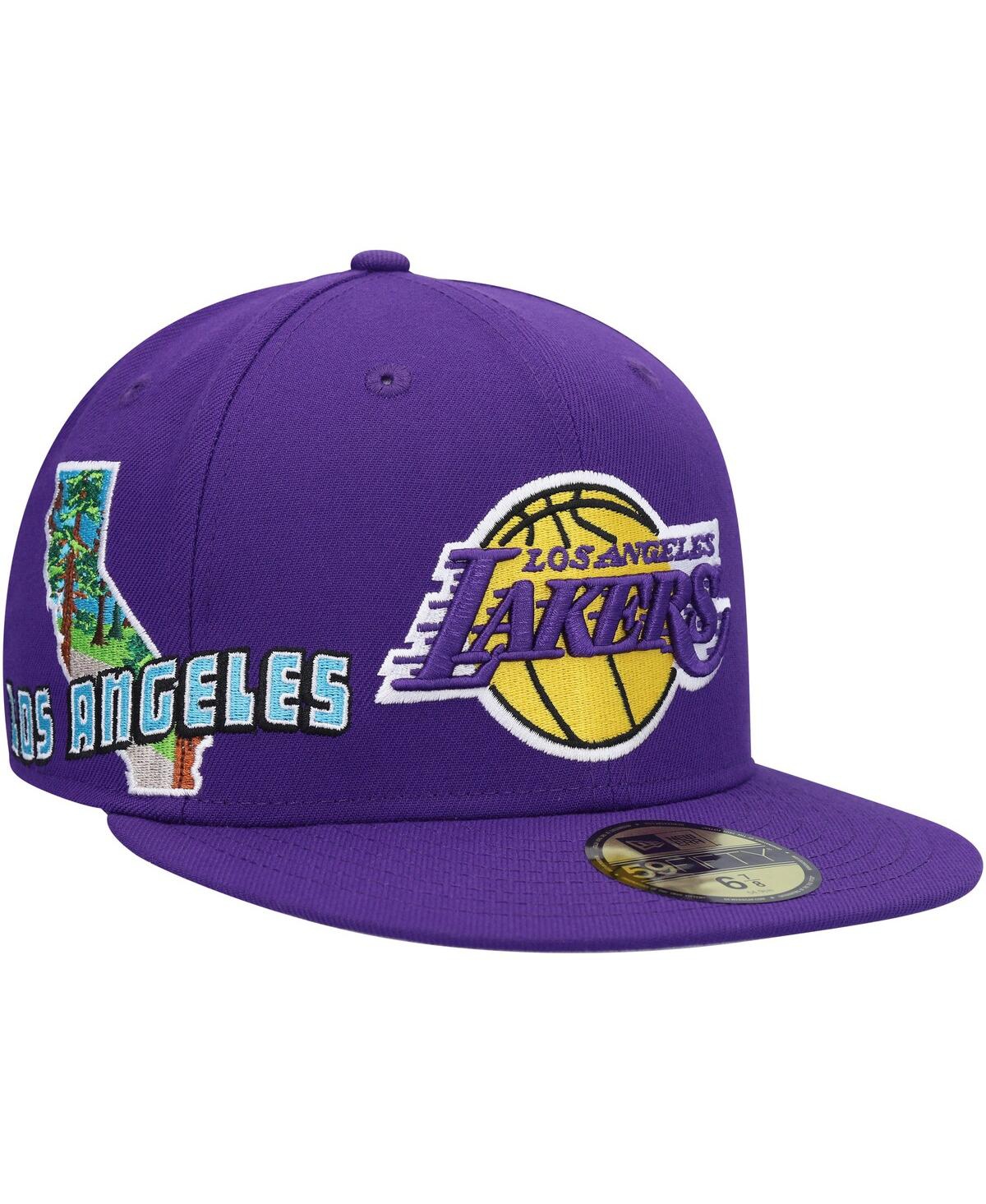 Men's New EraLos Angeles Lakers Stateview 59FIFTY Fitted Hat - Purple